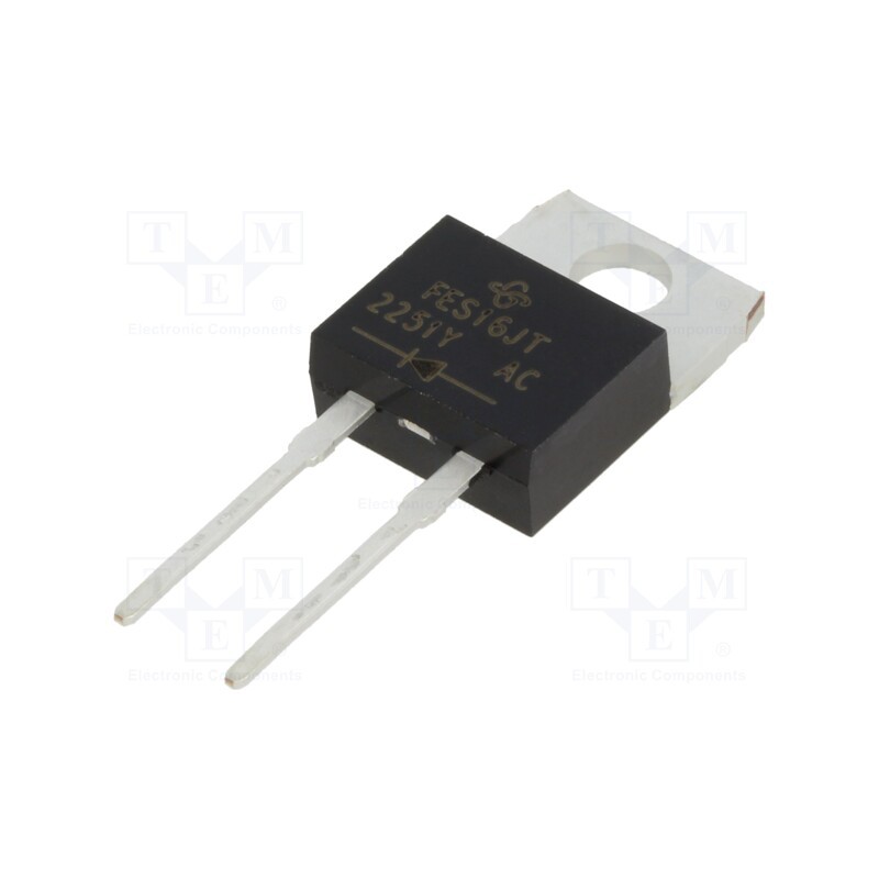 1 pcs x VISHAY - FES16JT-E3/45 - Diode: rectifying, THT, 600V, 16A, , Ifsm: 250A, TO220AC, 50ns