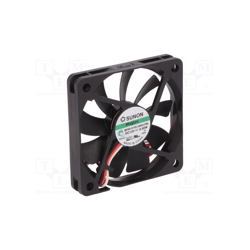 1 pcs x SUNON - MF60101V3-1000U-F99 - Fan: DC, axial, 12VDC, 60x60x10mm, 20.62m3/h, 20.5dBA, Vapo, 3200rpm