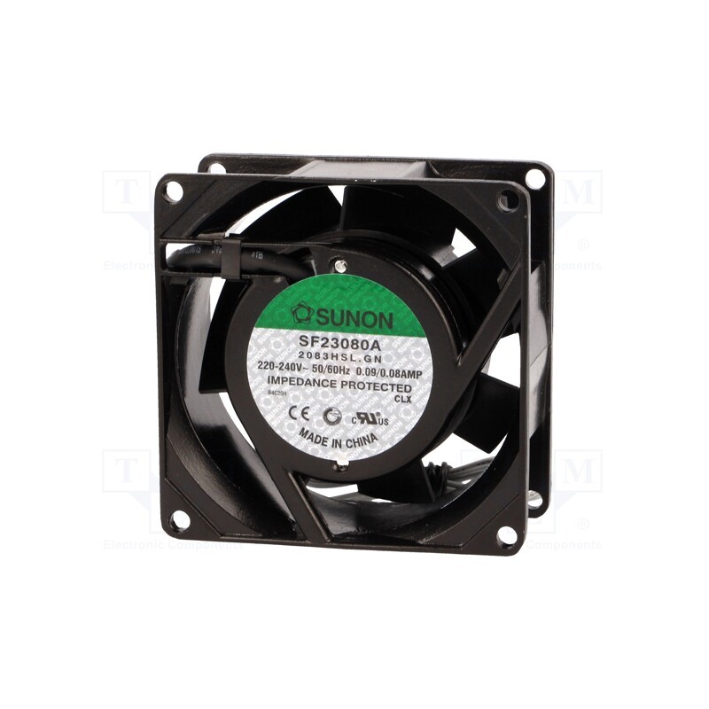 1 pcs x SUNON - SF23080A2083HSL.GN - Fan: AC, axial, 230VAC, 80x80x38mm, 39m3/h(±7%), 31dBA, 2300rpm