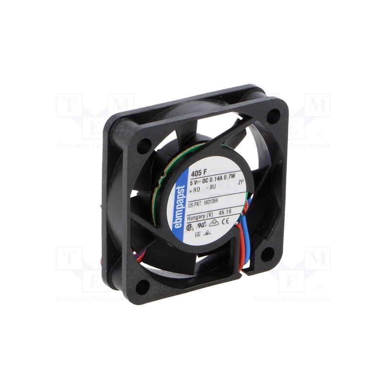 1 pcs x EBM-PAPST - 405F - Fan: DC, axial, 5VDC, 40x40x10mm, 8m3/h, 22.1dBA, slide bearing