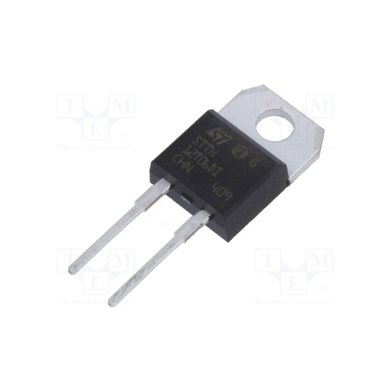 1 pcs x STMicroelectronics - STTH12T06DI - Diode: rectifying, THT, 600V, 12A, , Ifsm: 90A, TO220ACIns, 23ns