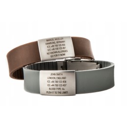 Rescue bracelet with an engraved dog tag