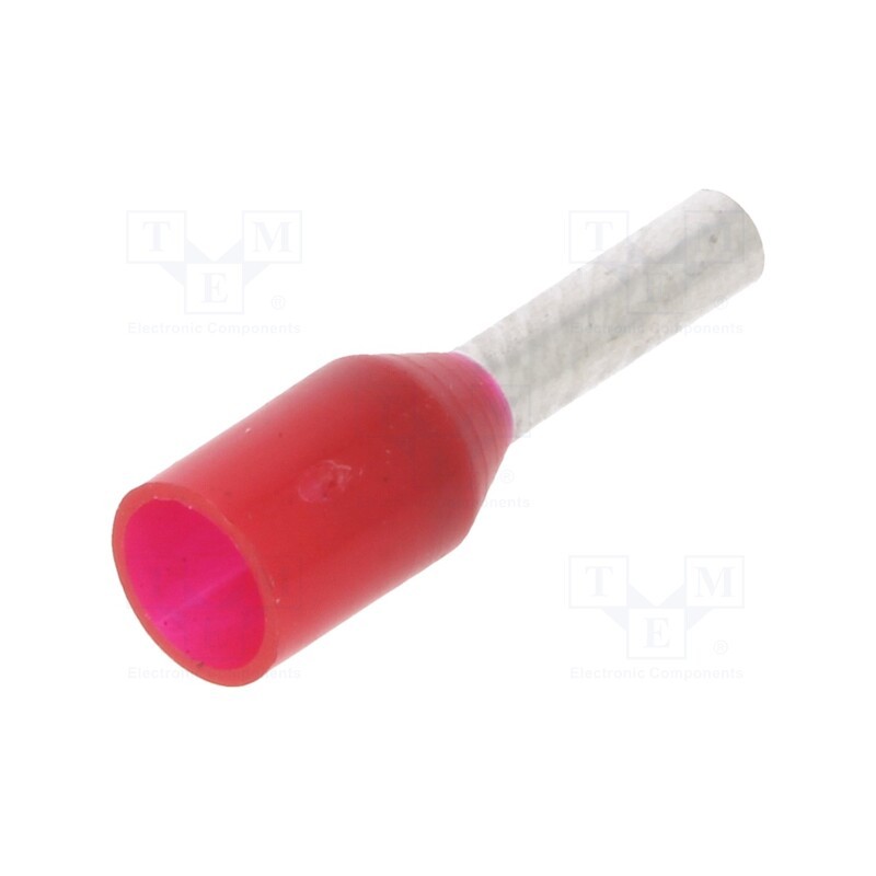 100 pcs x WAGO - 216-223 - Tip: bootlace ferrule, insulated, 1mm2, 6mm, tinned, crimped, red