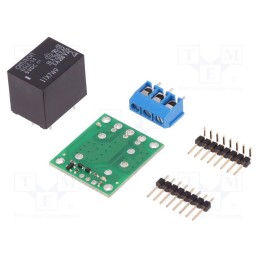 1 pcs x POLOLU - SPDT RELAY CARRIER WITH 5VDC RELAY (PART - Module: relay, Ch: 1, 5VDC, max.250VAC, 10A, Uswitch: max.125VDC