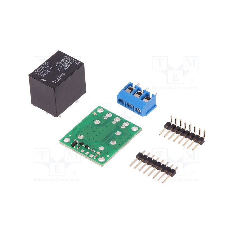 1 pcs x POLOLU - SPDT RELAY CARRIER WITH 5VDC RELAY (PART - Module: relay, Ch: 1, 5VDC, max.250VAC, 10A, Uswitch: max.125VDC