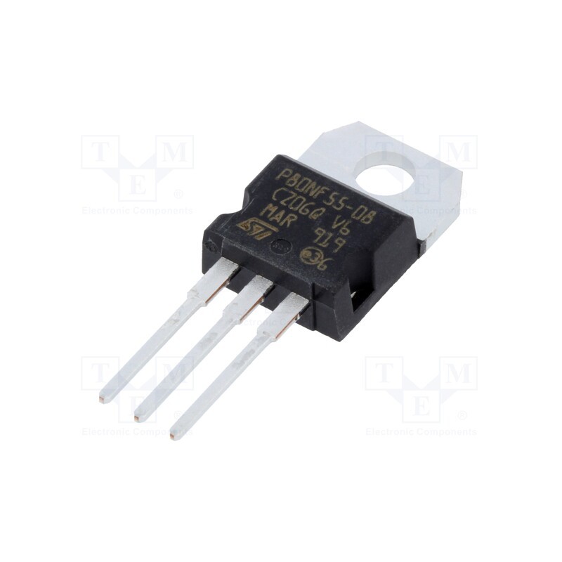 1 pcs x STMicroelectronics - STP80NF55-08 - Transistor: N-MOSFET, unipolar, 55V, 80A, Idm: 320A, 300W, TO220-3