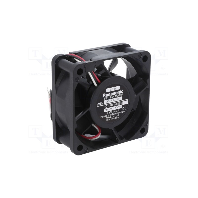 1 pcs x PANASONIC - ASFP60392 - Fan: DC, axial, 24VDC, 60x60x25mm, 33.6m3/h, 27.5dBA, ball bearing