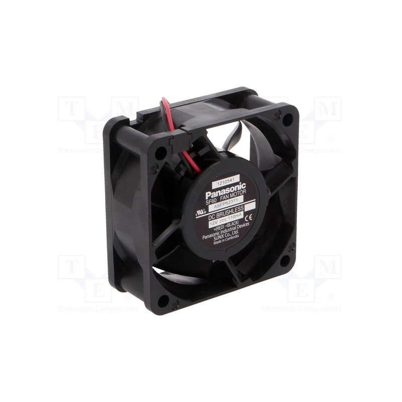 1 pcs x PANASONIC - ASFP62371 - Fan: DC, axial, 12VDC, 60x60x25mm, 28.8m3/h, 23.5dBA, ball bearing