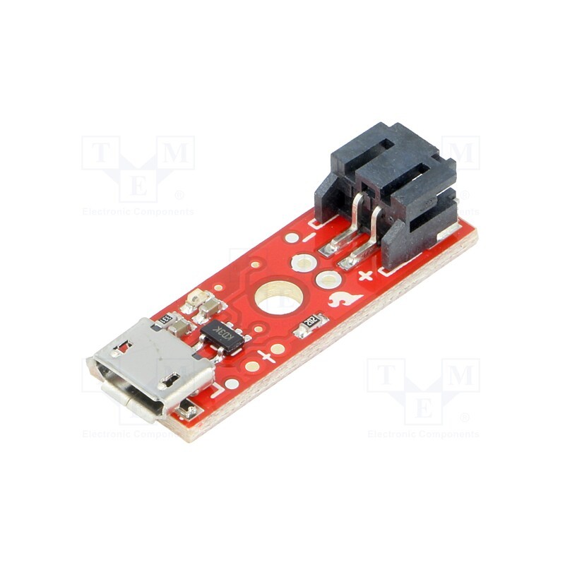 1 pcs x SPARKFUN ELECTRONICS - PRT-10217 - Module: Li-Po/Li-Ion charger, 5VDC, USB B micro