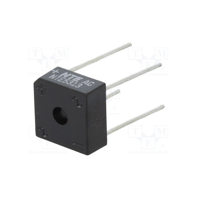 1 pcs x NTE Electronics - NTE5313 - Bridge rectifier: single-phase, Urmax: 200V, If: 8A, Ifsm: 200A