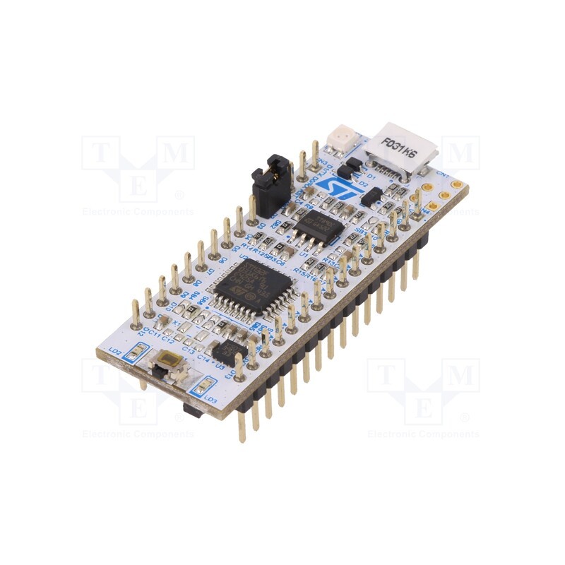 1 pcs x STMicroelectronics - NUCLEO-F031K6 - Dev.kit: STM32, STM32F031K6T6, Add-on connectors: 2, base board