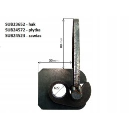 Bottom hinge, straight lower side opening, diameter 22
