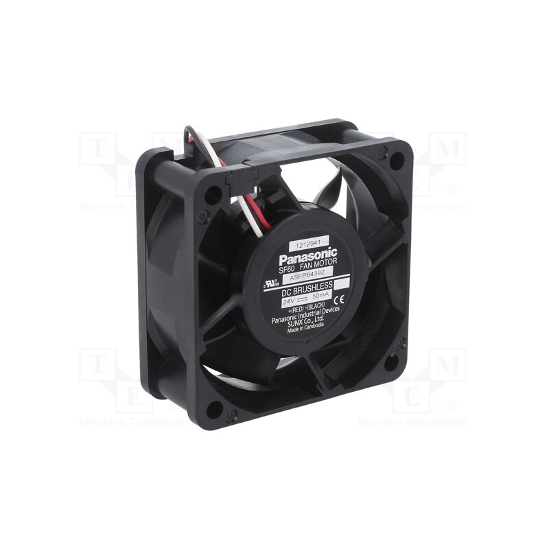 1 pcs x PANASONIC - ASFP64392 - Fan: DC, axial, 24VDC, 60x60x25mm, 24.6m3/h, 21dBA, ball bearing