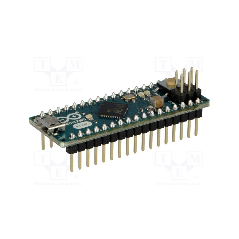 1 pcs x ARDUINO - ARDUINO MICRO WITH HEADERS - Arduino, ICSP,pin strips,USB B micro, ATMEGA32U4