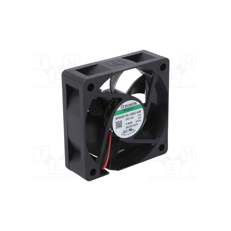 1 pcs x SUNON - MF60201V2-1000U-A99 - Fan: DC, axial, 12VDC, 60x60x20mm, 32.26m3/h, 28dBA, Vapo, 4200rpm