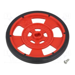 1 pcs x POLOLU - GMPW-R RED WHEEL WITH ENCODER STRIPES - Wheel, red, Shaft: two sides flattened, screw, Ø: 69mm, W: 7.62mm