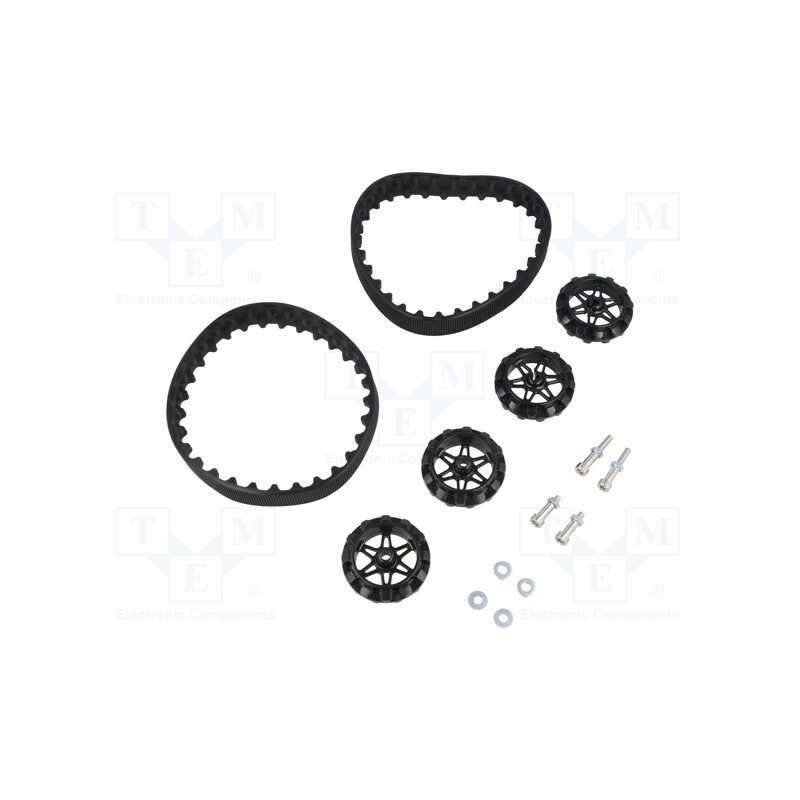 1 pcs x POLOLU - 30T TRACK SET - BLACK - Tracks, Kit: 4 wheels,nut x2,washer x2,screw x4, black, Ø: 35mm