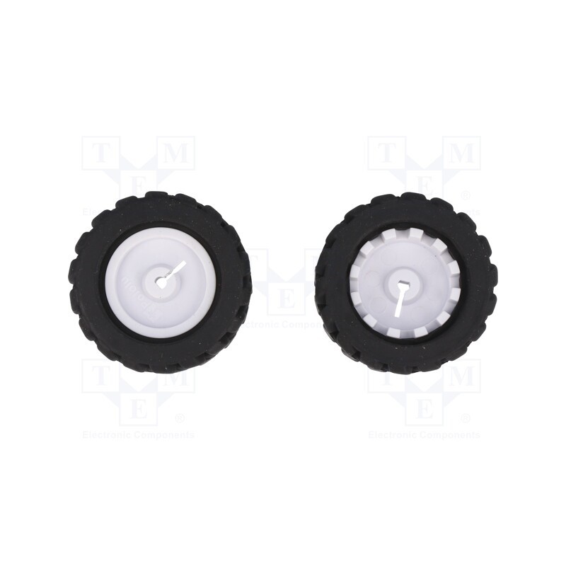 1 set x POLOLU - POLOLU WHEEL 42X19MM PAIR - Wheel, black, Shaft: D spring, push-in, Ø: 42mm, Shaft dia: 3mm