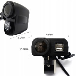 USB charger 2 1a voltmeter thermometer for motor