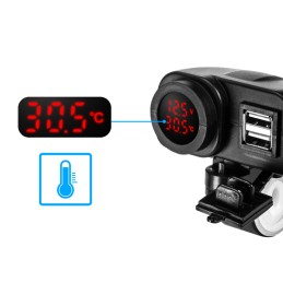 USB charger 2 1a voltmeter thermometer for motor