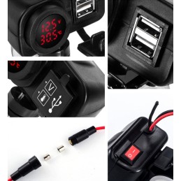 USB charger 2 1a voltmeter thermometer for motor