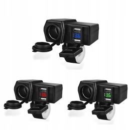 Cigarette lighter socket quad moto voltmeter 2x usb 2a