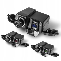 Cigarette lighter socket quad moto voltmeter 2x usb 2a