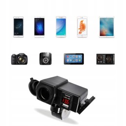 Cigarette lighter socket quad moto voltmeter 2x usb 2a