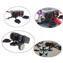 Cigarette lighter socket quad moto voltmeter 2x usb 2a