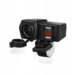 Cigarette lighter socket quad moto voltmeter 2x usb 2a