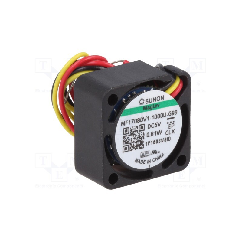 1 pcs x SUNON - MF17080V1-1000U-G99 - Fan: DC, axial, 5VDC, 17x17x8mm, 1.52m3/h, 21.5dBA, Vapo, Out: F type