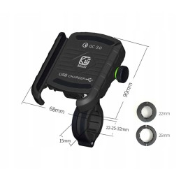 Motorcycle GPS Phone Holder USB QC3 0 3 5 6 5