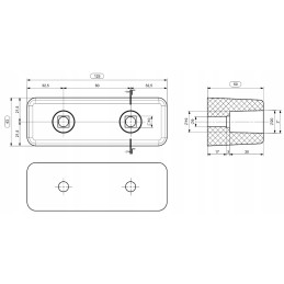 Rubber bumper 12 5x4 3x5 cm 2 holes