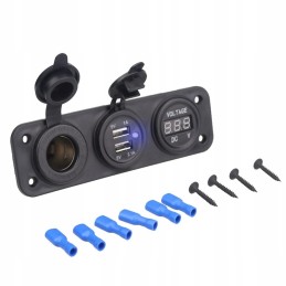Cigarette lighter socket quad moto voltmeter 2x usb 2a