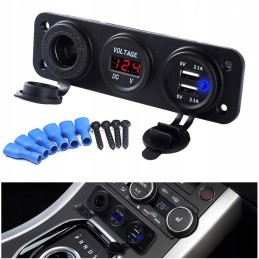 Cigarette lighter socket quad moto voltmeter 2x usb 2a