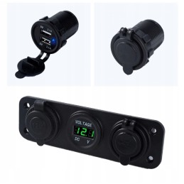 Cigarette lighter socket quad moto voltmeter 2x usb 2a