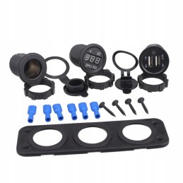 Cigarette lighter socket quad moto voltmeter 2x usb 2a