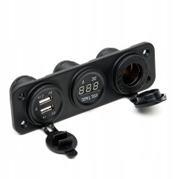 Cigarette lighter socket quad moto voltmeter 2x usb 2a