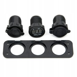 Cigarette lighter socket quad moto voltmeter 2x usb 2a