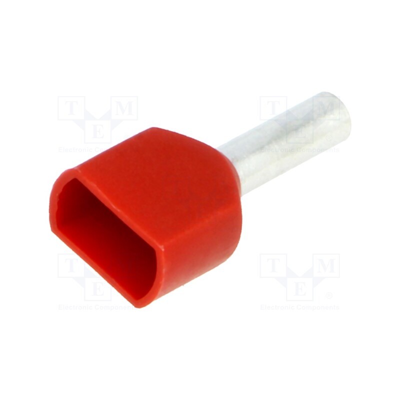 50 pcs x BM GROUP - BM 00556 - Tip: bootlace ferrule, insulated,double, copper, 1.5mm2, 8mm, red