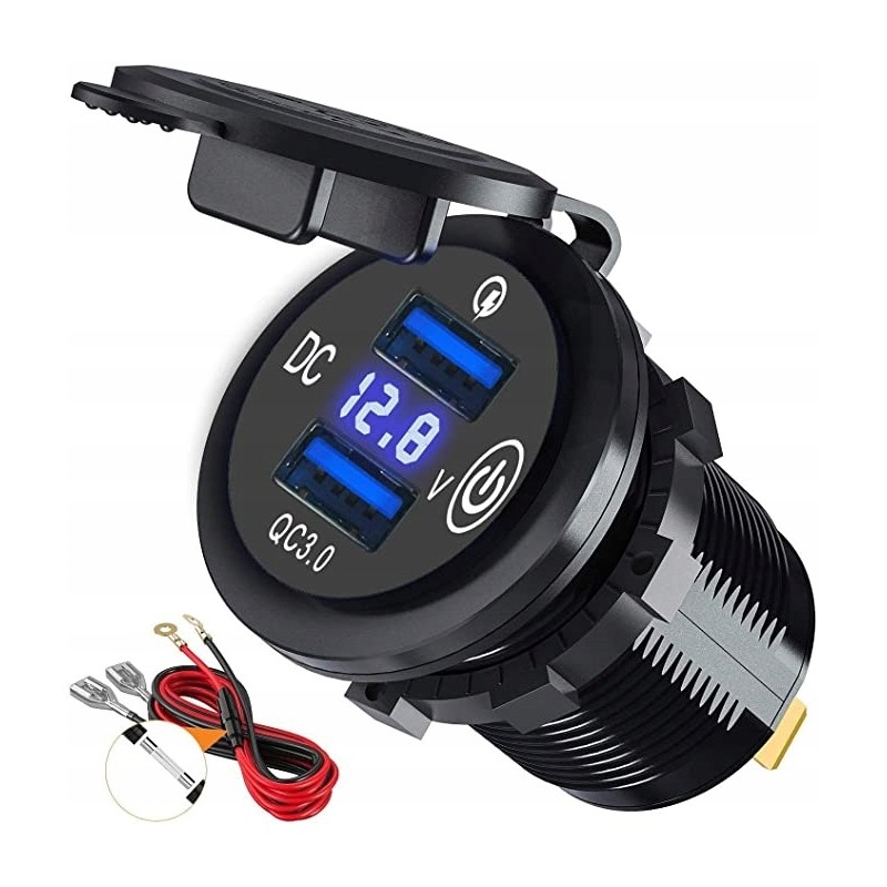 Car charger 2xusb qc3 0 touch voltmeter