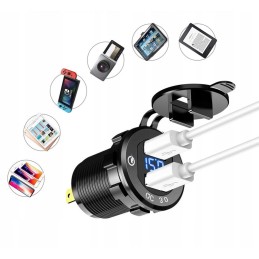 Car charger 2xusb qc3 0 touch voltmeter