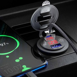 Car charger 2xusb qc3 0 touch voltmeter