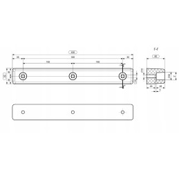 Rubber bumper 40x5 2x6 cm 3 holes
