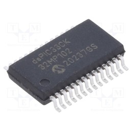 1 pcs x MICROCHIP TECHNOLOGY - DSPIC33CK32MP102-I/SS - IC: dsPIC microcontroller, 32kB, 8kBSRAM, SSOP28, DSPIC, 0.65mm