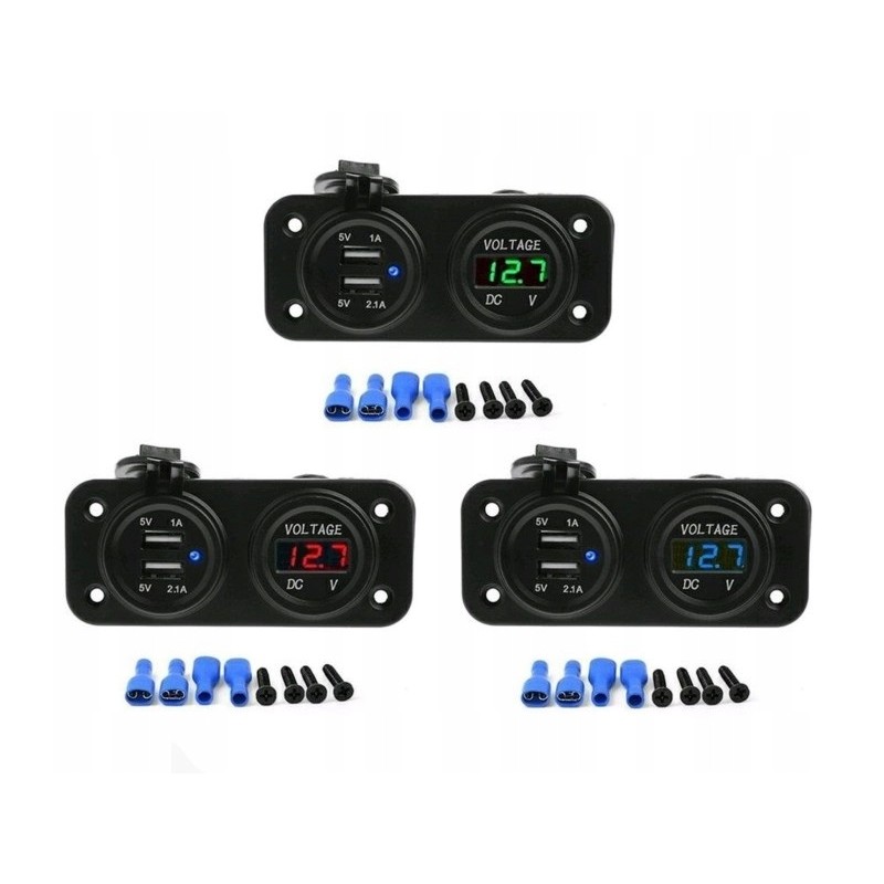 Quad motor voltmeter charger 2x usb 2a panel