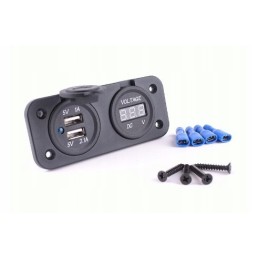 Quad motor voltmeter charger 2x usb 2a panel