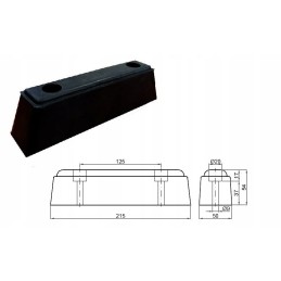 Rubber bumper 215x50x55 cm large, 2 holes