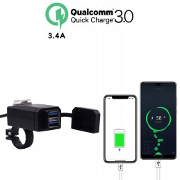 Quad moto charger 2x usb qc3 0 fast charging