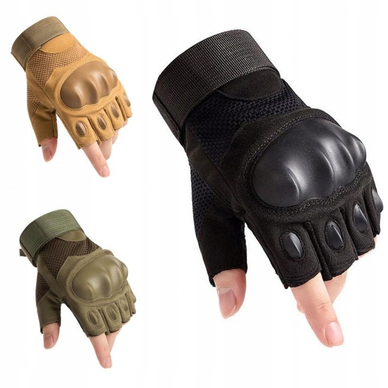 Military tactical fingerless motorcycle gloves